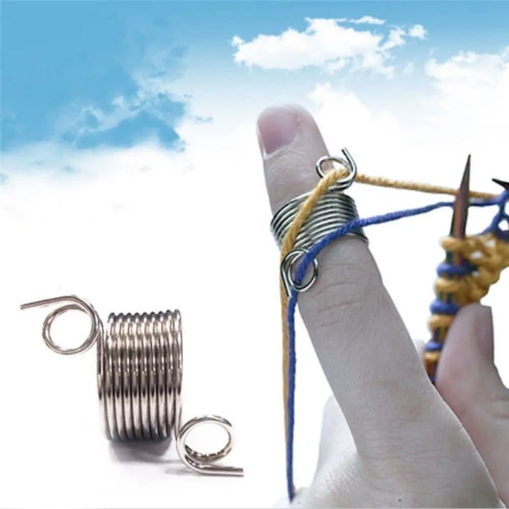 Fornitori per l'usura delle dita artigianali Guide a molla in filato di acciaio inossidabile Strumenti per maglieria Anello per ditale