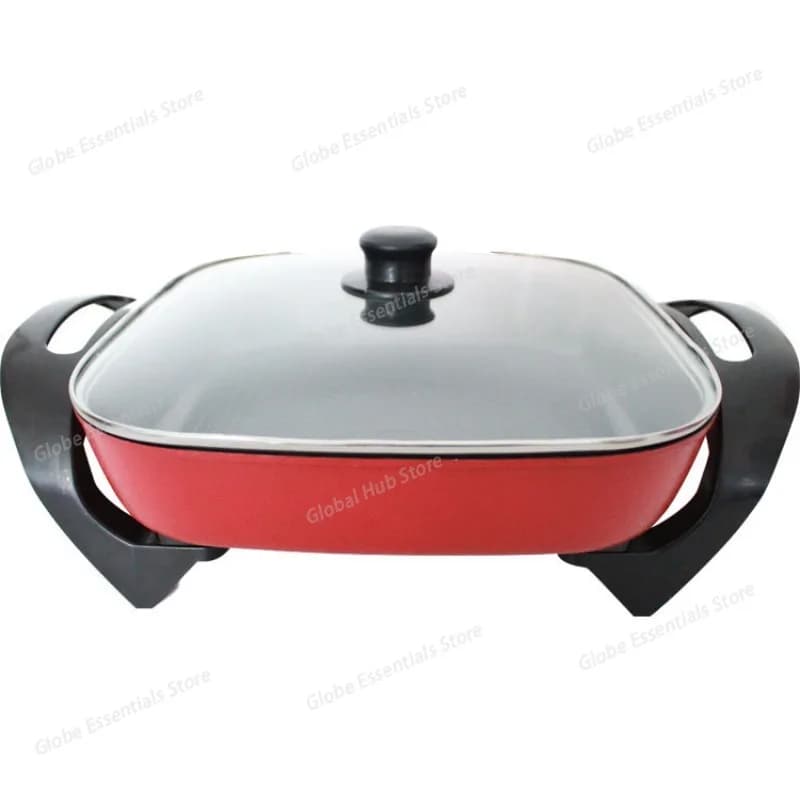 Pentola calda elettrica multifunzionale Pentola quadrata Pentola calda elettrica per uso domestico Pentola antiaderente di grande capacità da 5 litri Wok elettrico per friggere