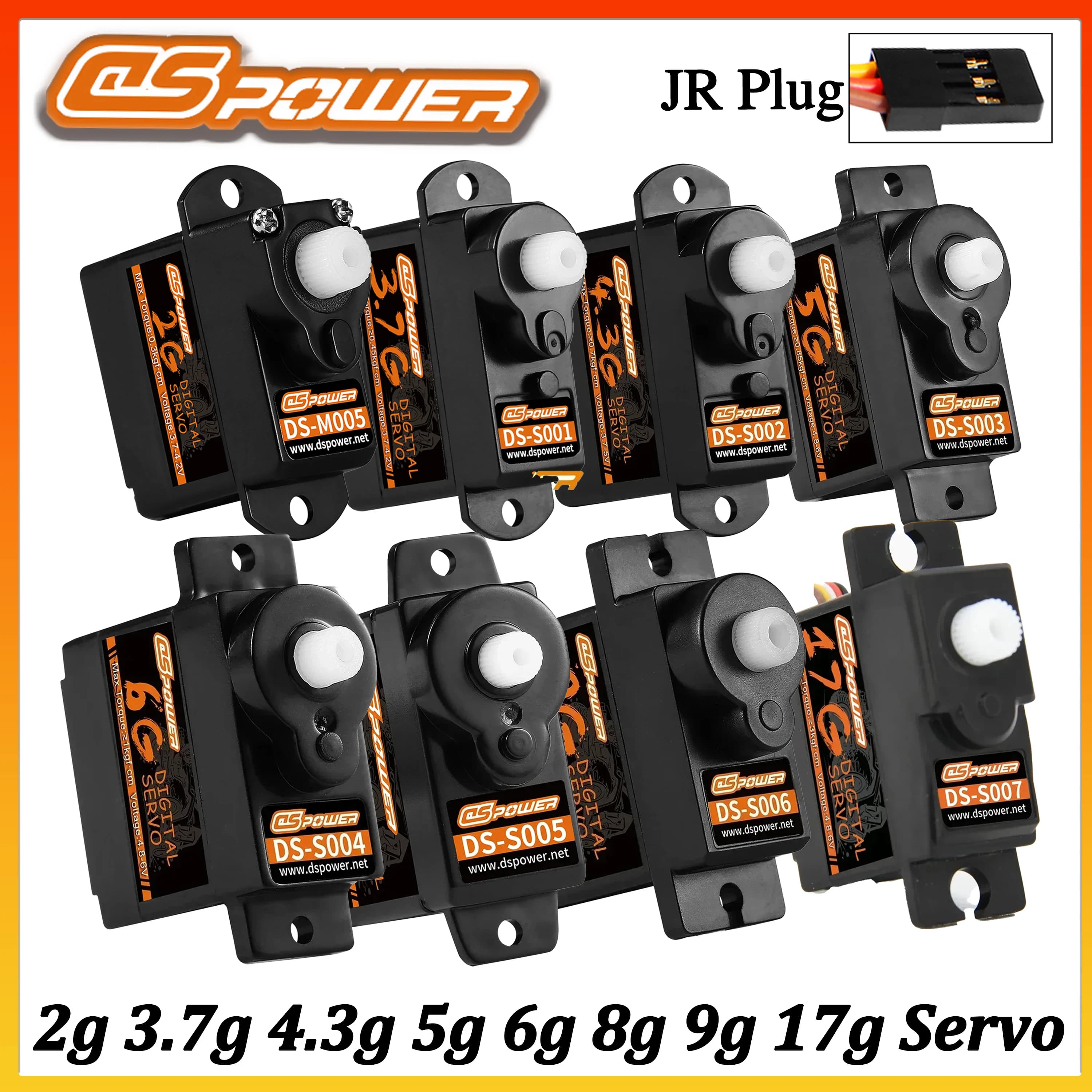 Servo Digitale DSPOWER 2g 3.7g 4.3g 5g 6g 8g 9g 17g con Ingranaggi in Plastica per Auto RC, Aerei, Elicotteri, Robot, Barche Wltoys MN82S