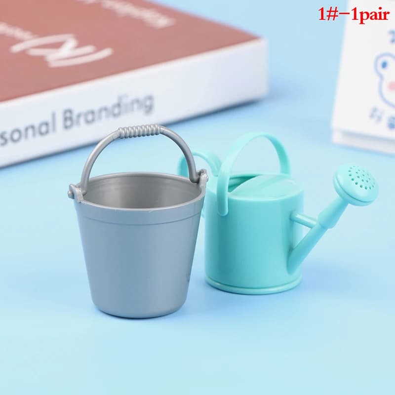 2 pcs/set plastic doll house miniature bucket watering model plant irrigation tool house garden furniture toy for kids mini furniture