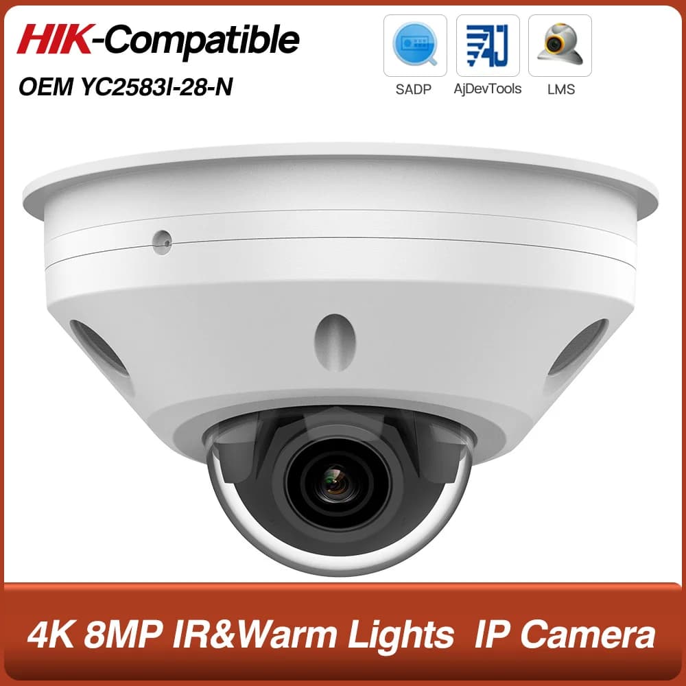 Telecamera IP fisheye 4K 8MP POE IR&Warm Lights MD2.0 con MIC Telecamera di videosorveglianza domestica IP67 compatibile con Hikvision