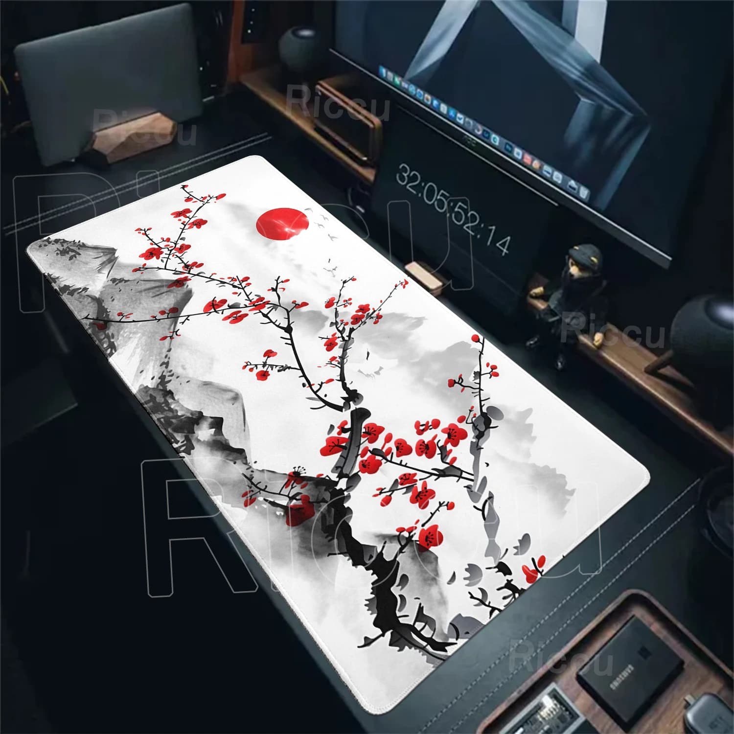 Mouse Pad Gaming Accessories Cherry Blossoms Mousepad Gamer Cabinet Desk Mat Pc Cabinet Setup Keyboard Extended Offices XXL Pads