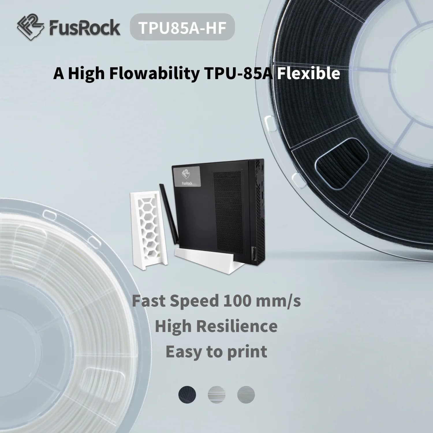 Filamento TPU 85A ad alto flusso 1.75mm, filamento flessibile per stampante 3D adatto alla maggior parte delle stampanti 3D FDM calzature ad alta resilienza facili da stampare