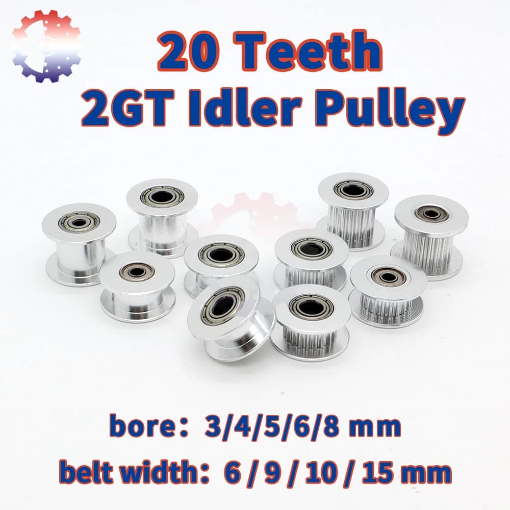 20 denti 2GT puleggia dentata folle alesaggio 3 4 5 6 8mm 20 denti per larghezza cinghia 6 9 10 15mm stampante 3D puleggia sincrona 20 T GT2 folle