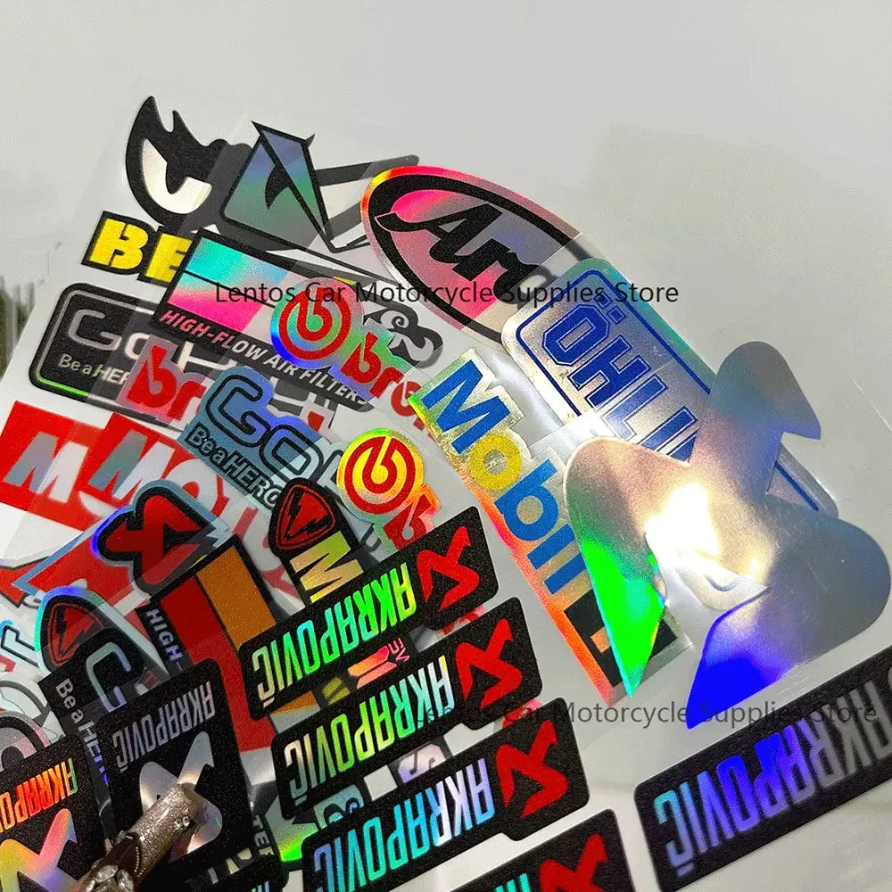Set di Adesivi Colorati per Moto con Effetto Laser, Decalcomanie Riflettenti, Adesivi in Vinile Impermeabili per Decorazione Casco e Carrozzeria Bici