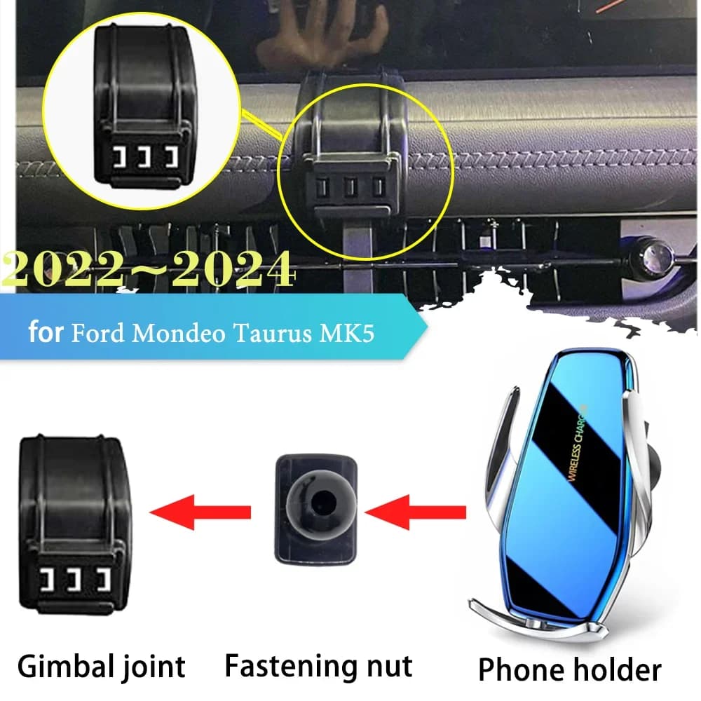 30W Supporto Del Telefono Per Auto per Ford Mondeo Taurus MK5 2022 2023 2024 GPS Air Vent Clip Del Basamento Supporto di Ricarica Veloce Senza Fili accessori