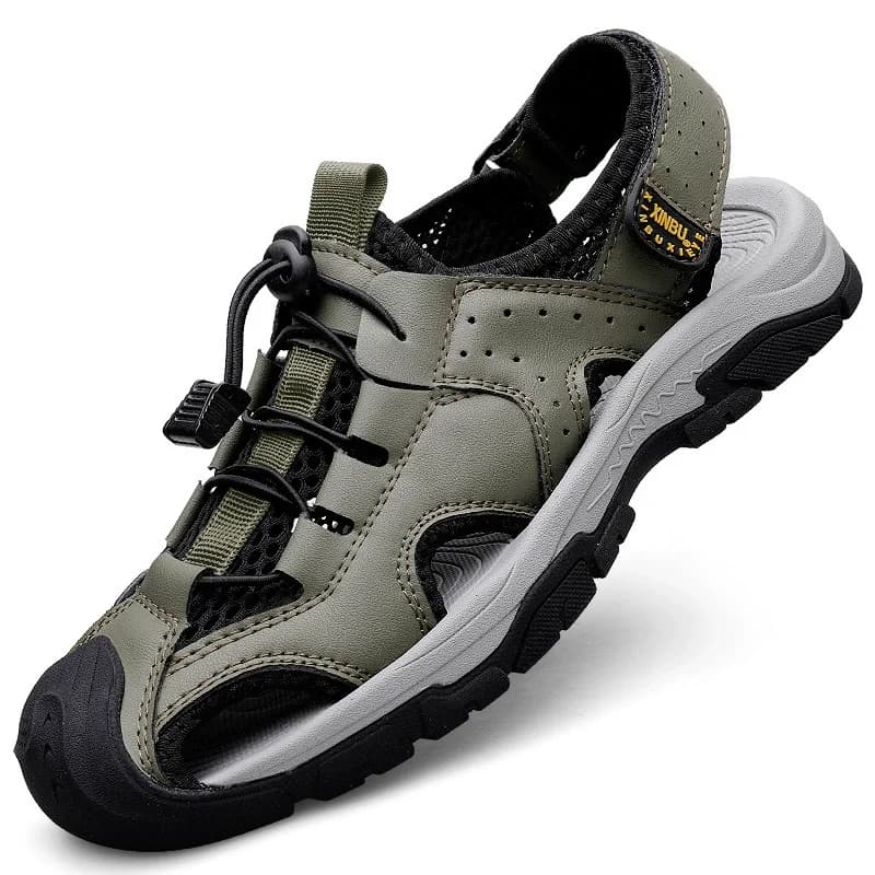 Men's genuine leather sandals, outdoor trekking sandals, beach shoes, non-slip and wear-resistant summer sandals, casual sneakers