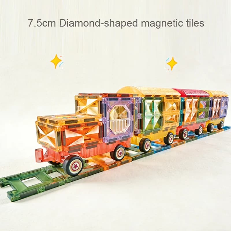 Blocchi Magnetici da Costruzione 7,5cm, Piastrelle Magnetiche per Bambini, Giocattoli Educativi Montessori, Regali di Compleanno per Bambini