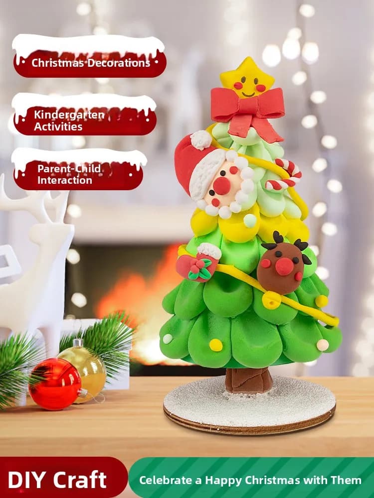 Decorazioni Natalizie Fatte a Mano in Argilla, Ornamenti per Albero di Natale, Pasta Modellabile per Bambini, Regali per l'Asilo