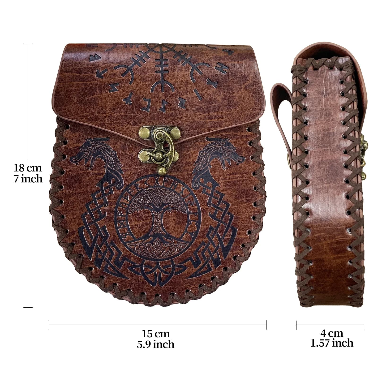 Medieval Viking Money Pouch Bag Cosplay Hangable Belt Waist Bag Unisex Leather Drawstring Bag Coin Purse Party Accessories Prop