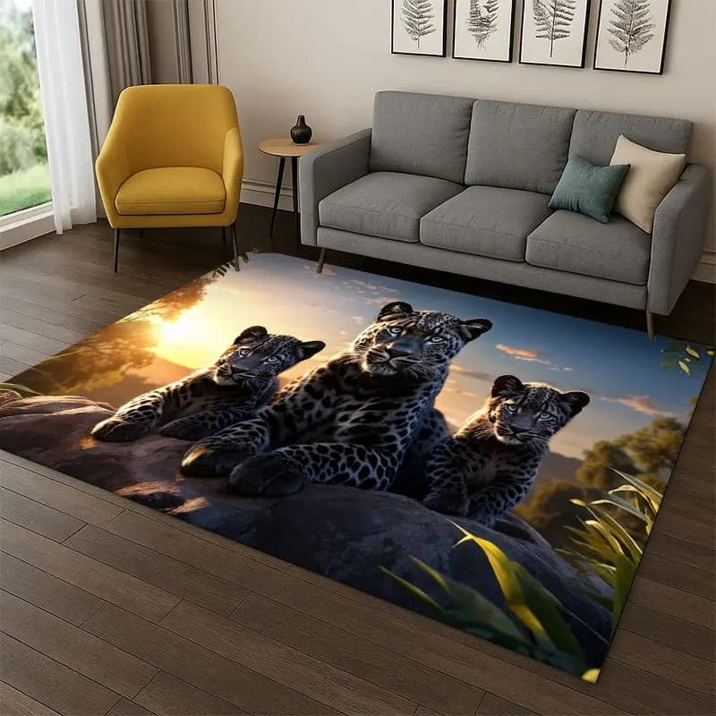 Tappeto con Motivo Leopardo/Ghepardo per Camera da Letto, Soggiorno, Divano, Sala Giochi, Zerbino, Decorazione Casa, Tappeto Antiscivolo per Area Giochi Bambini