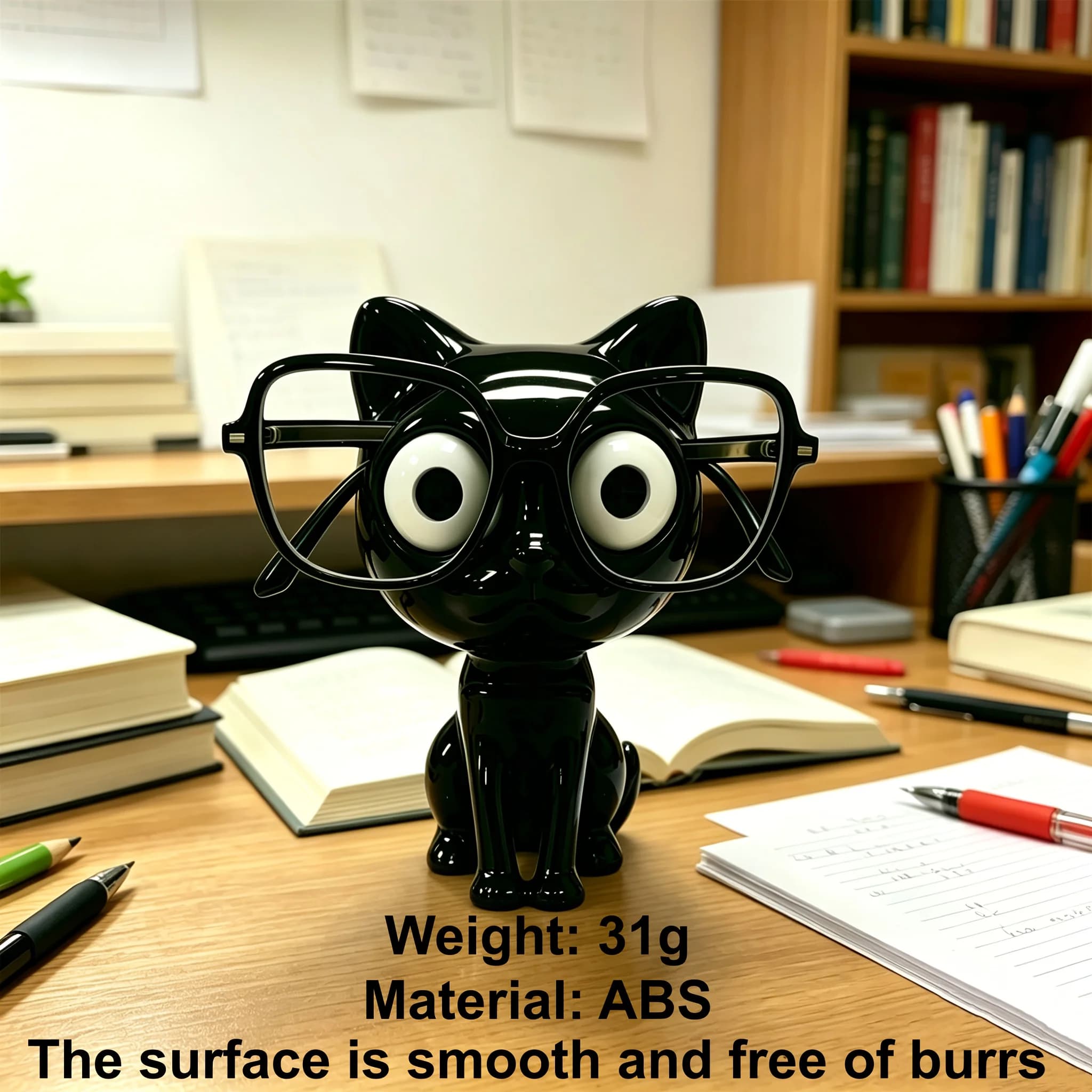 Black Cat Eyeglass Stand - Adorable Plastic Desktop Storage Box That Also Functions as an Eyeglass Holder, an Ideal Home Decor Piece and Holiday Gift Option for Halloween, Easter and Valentine's Day, Suitable as Office Supplies