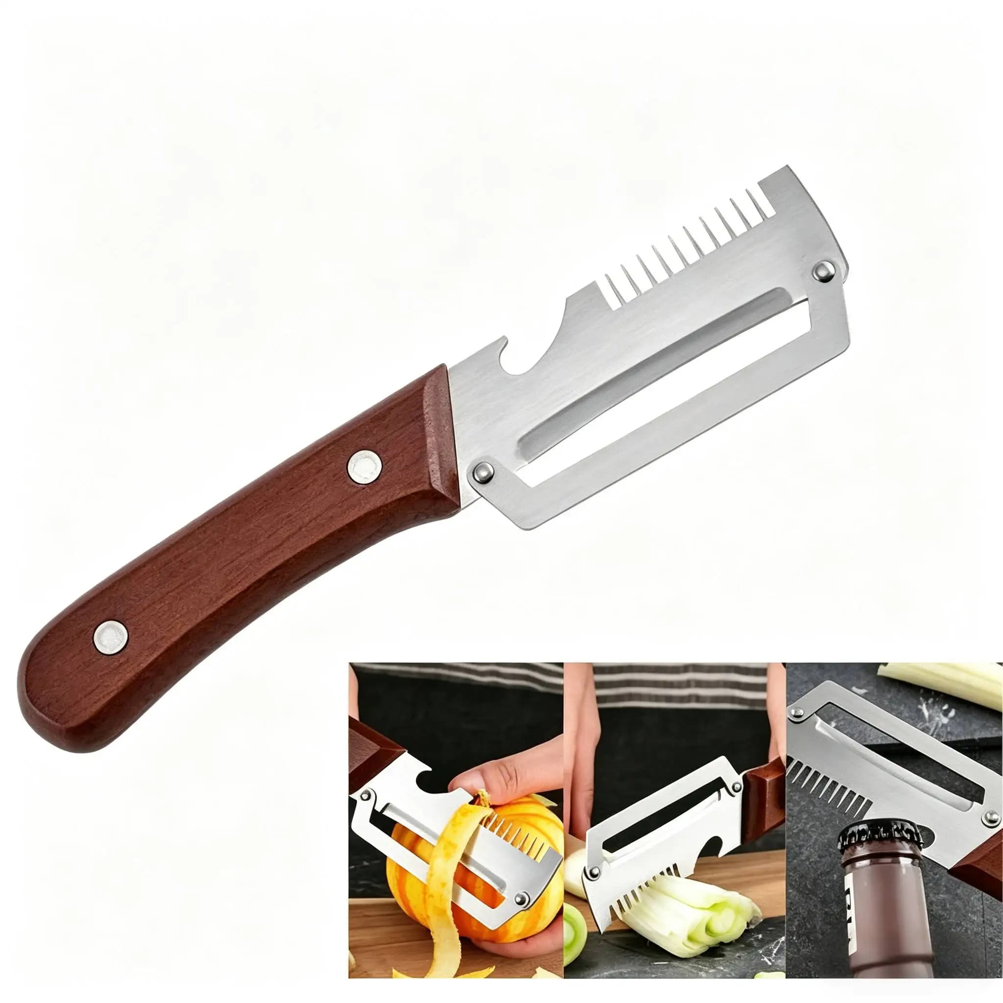 Stainless Steel Thickened Fruit Peeler Knife With Wooden Handle Multifunctional Vegetable Peeler Kitchen Gadgets【Homeclub】