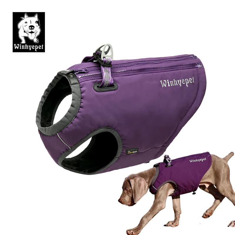 Winhypet impermeabile panno per cani cucciolo calore giacca invernale cani imbracatura doppia cerniera riflettente frangivento vestiti per cani di lusso