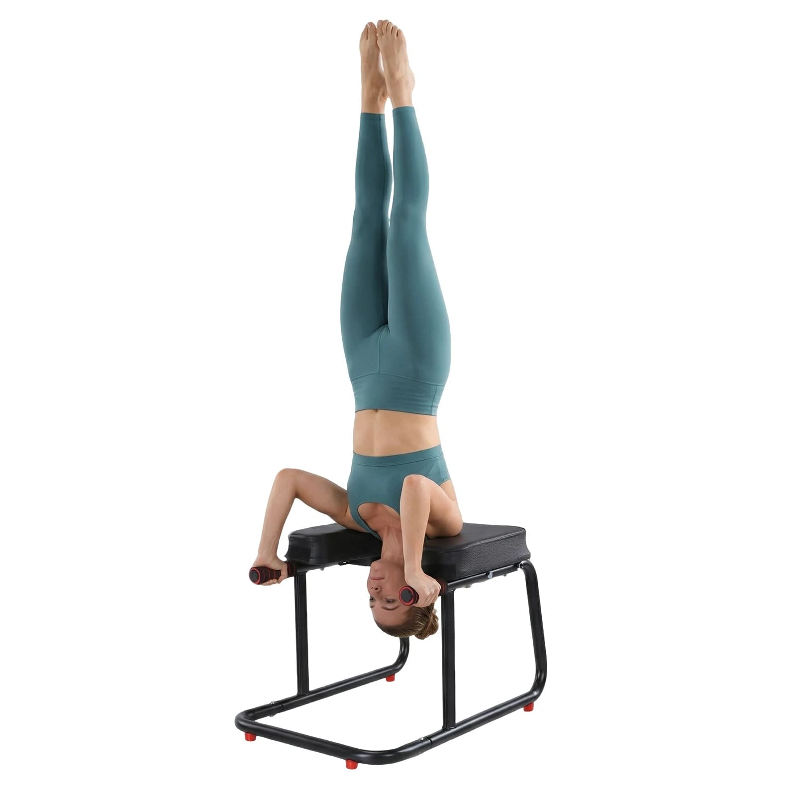 Yoga Headstand Bench with Anti-Slip Mat Yoga Headstand Stool Metal Frame & PU Pads for Back Decompression Strength Training