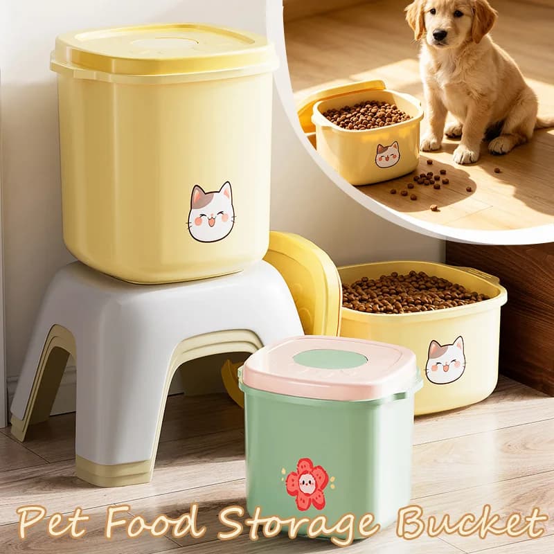 1PC 2.5/5/10L Vacuum Sealed Pet Food Storage Bucket Moisture Resistant Anti Mold Large Capacity Organizer for Cat Dog Dry Food