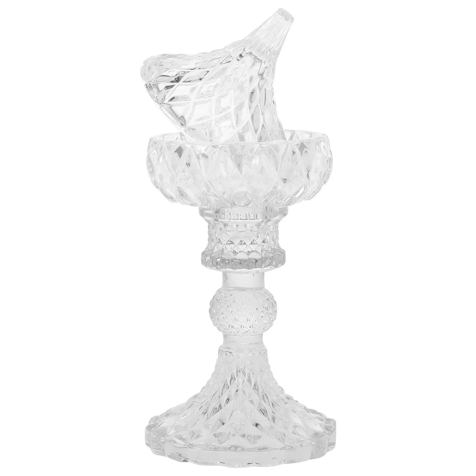 Embossed Glass Jewelry Storage Jar European Style Decorative Footed Glass Fruit Dish Dessert Plate Dried Fruit Tray Storage