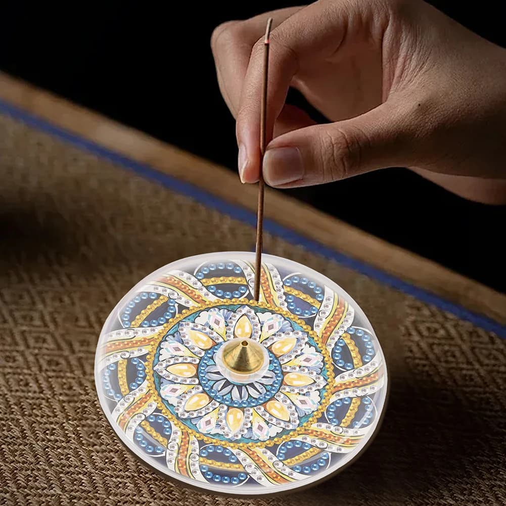 Porta Incenso Unico con Diamanti Rotondi per Soggiorno, Decorazione Moderna per la Casa, Idea Regalo Artistica Fai-da-Te