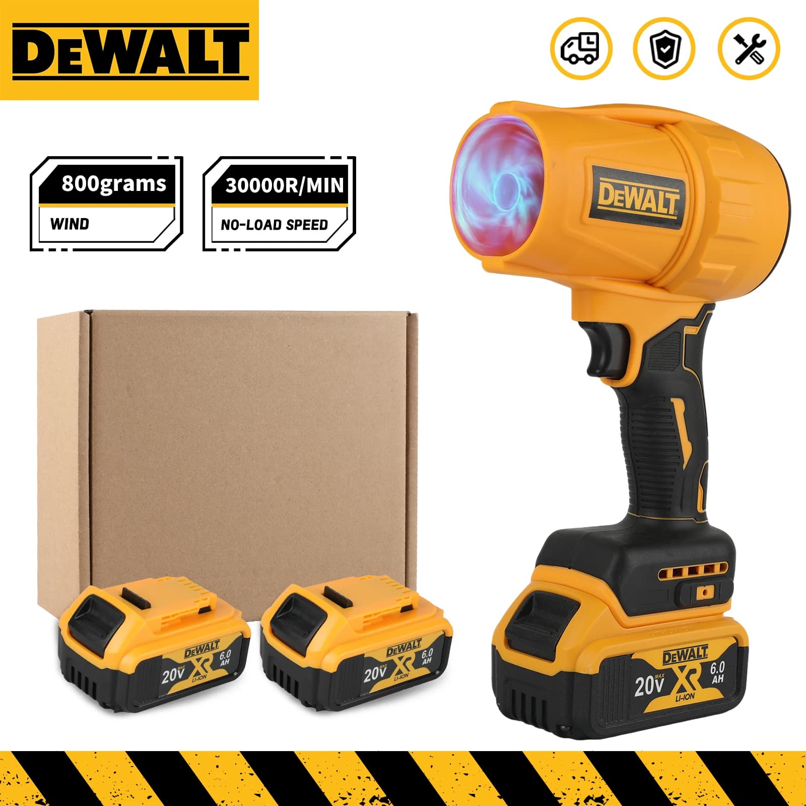 Dewalt Wireless Portable Blower, Brushless, High Powered, Light Design, 20V Battery, Sheets and Snow Spooling Tool