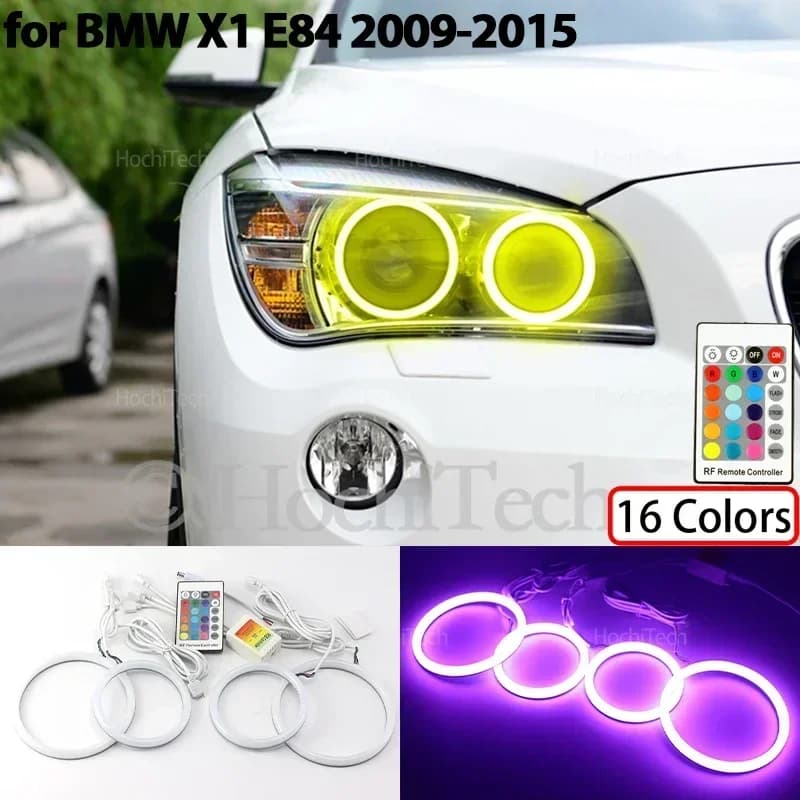 For BMW X1 E84 2009 2010 2011 2012 2013 2014 2015 Accessories Cotton RGB Angel Eyes Ring Kit 16 Colors Flash Remote Control