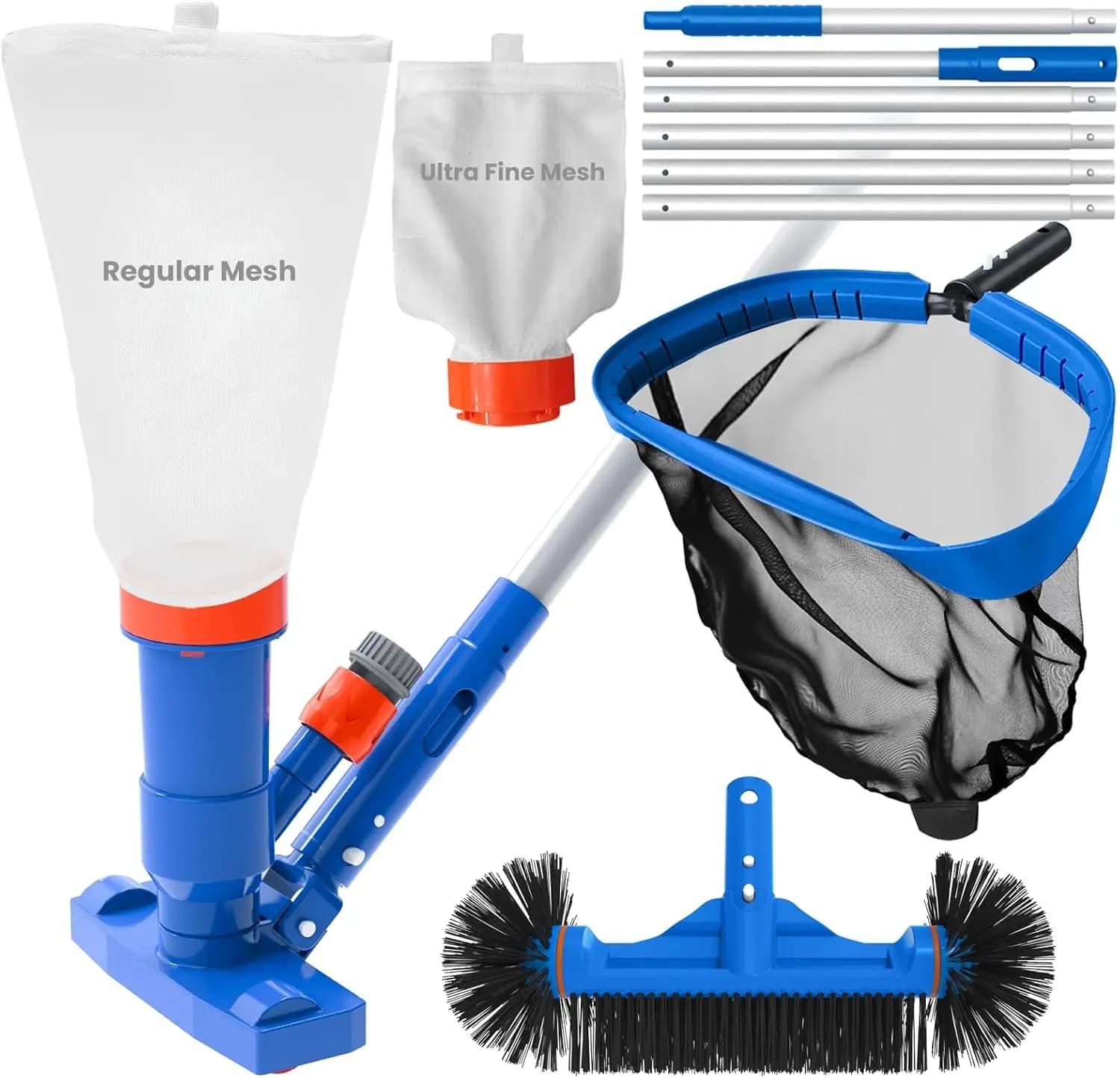 Kit Completo per la Pulizia della Piscina con Aspiratore, Asta, Rete e Spazzola per Piscine Gonfiabili e Fuori Terra