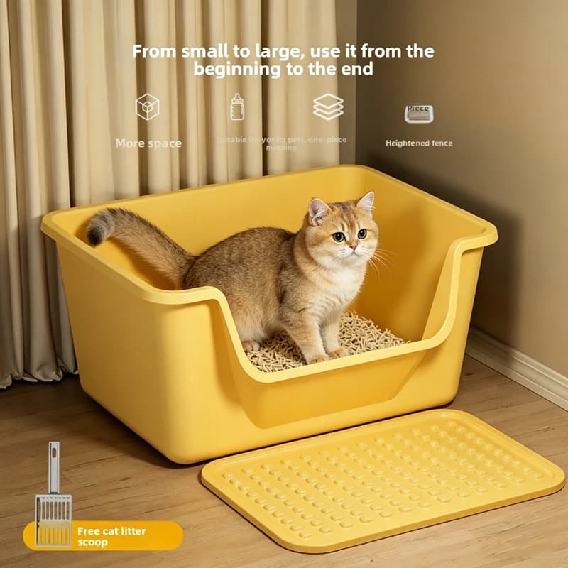 Lettiera per Gatti Gigante Anti-Schizzi Semi-Chiusa, Toilette per Gatti di Grandi Dimensioni, Vaschetta per Lettiera per Gatti da Interno