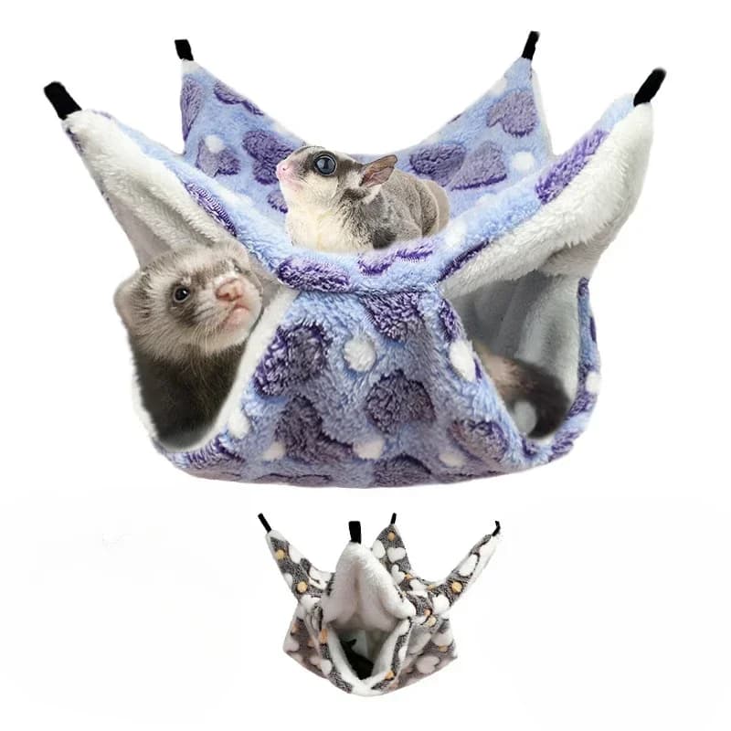 Rat hammock double often plush warm winter bed for hamster nest house sleeping bag hanging tree bed pigeon supplies for pets