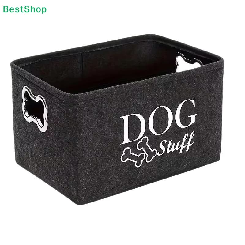 〔R〕Cestino portaoggetti per cani - Contenitore pieghevole in feltro per giocattoli per animali domestici con manici a forma di osso