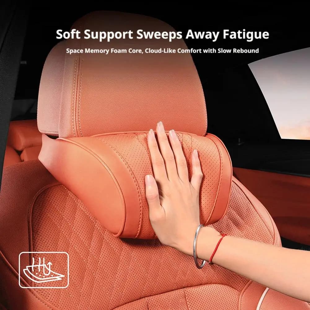 Universal Car Seat Headrest Pillow Breathable Leather Neck Support Cushion For Driving Travel Relaxation Auto Accessories