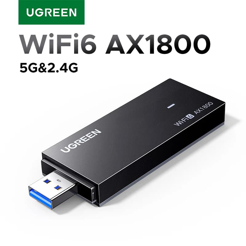 UGREEN Adattatore WiFi WiFi6 AX1800 USB3.0 5G e 2.4G WiFi USB dual-band per PC Laptop Antenna Wifi Ricevitore USB Ethernet Scheda di rete