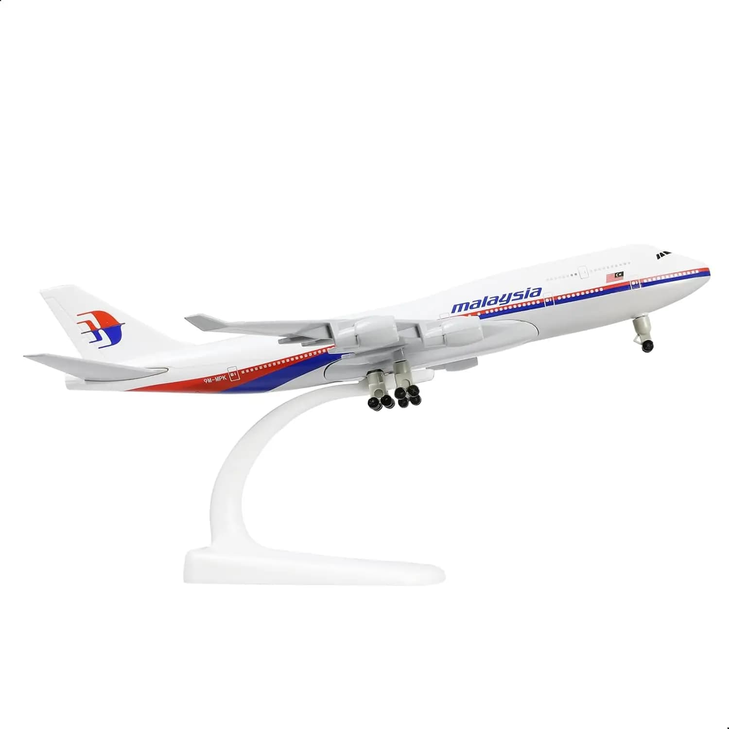 20cm Malaysia B747 Airplane Model Toy Kits 1/300 Scale Metal Diecast Plane Model For Collection Display or Child Toy Gift