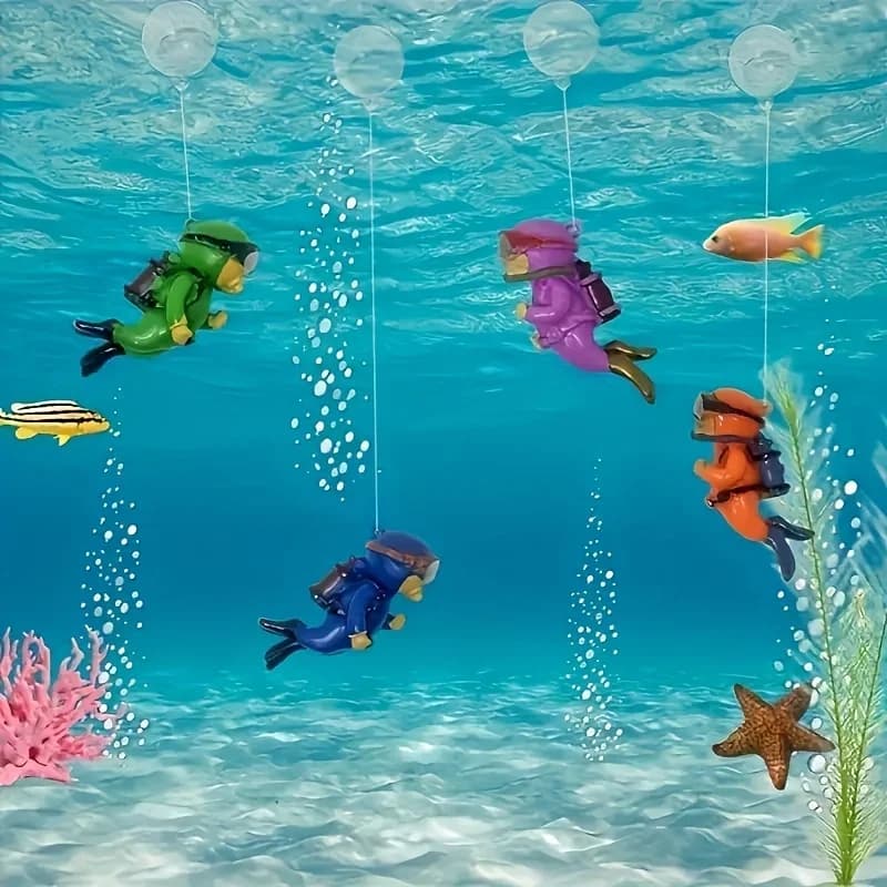 3 snorkeling ornaments, nice underwater aquarium decorations, plastic submarine simulation, suitable for various aquariums.