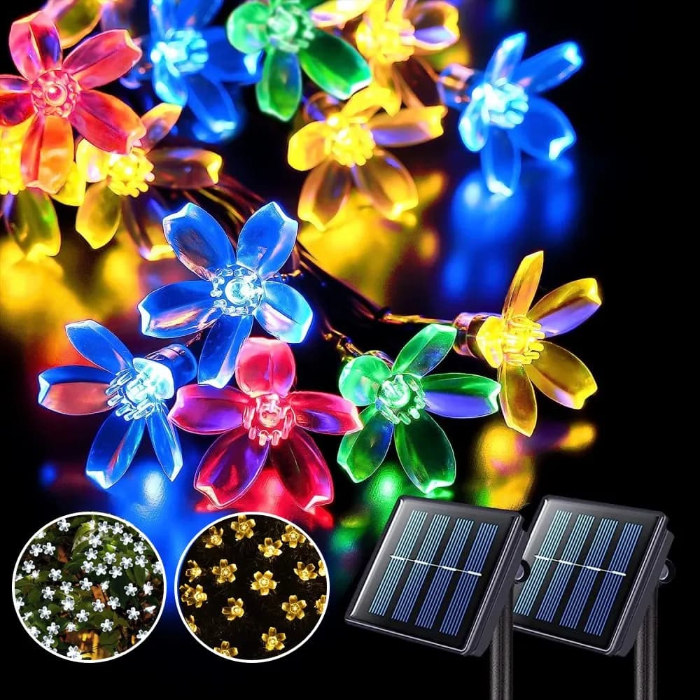 Luci a stringa solari a LED Luci ghirlanda di fiori di ciliegio Luci solari per esterni Decorazioni per il patio del giardino Decorazione della festa nuziale di Natale