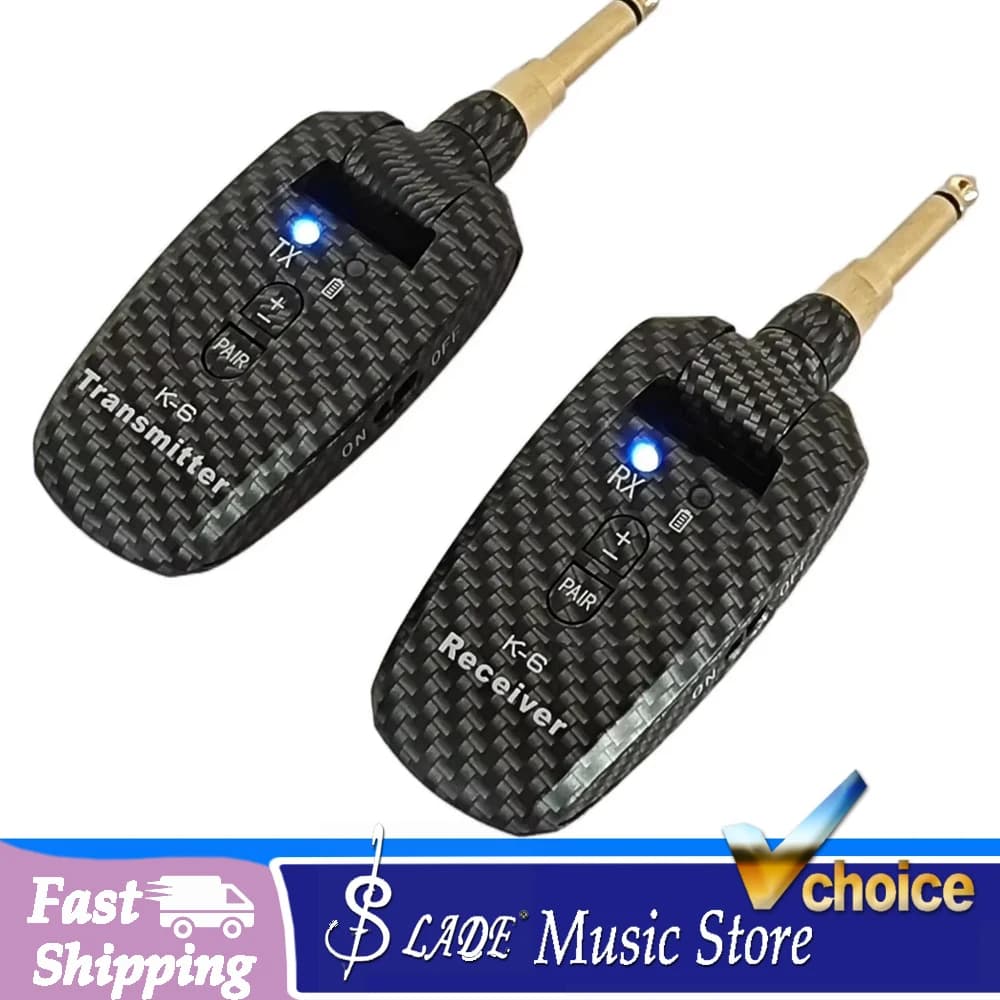 Wireless Guitar System UHF Transmitter Receiver Rechargeable Wireless Audio System for Electric Guitar Bass Violin Ukulele Sax