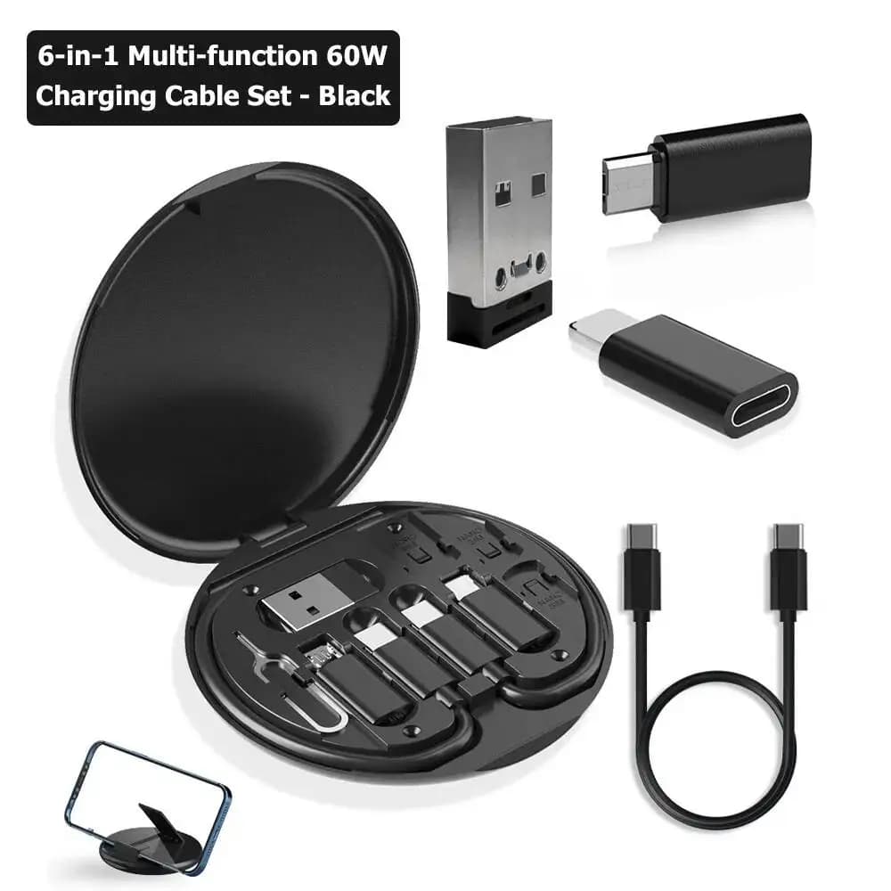 Set Cavo Dati USB Type-C Multifunzione PD 60W per Ricarica Rapida iPhone Xiaomi con Adattatore, Scheda di Memoria e Scatola da Viaggio