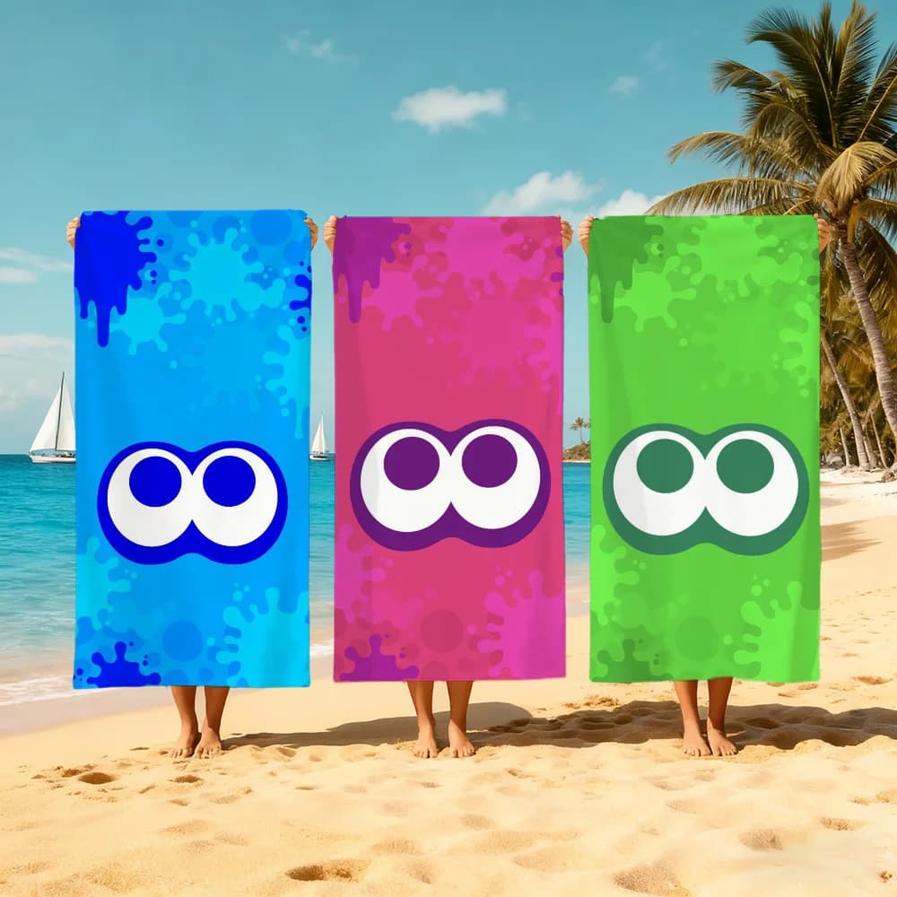 Asciugamano da Spiaggia a Forma di Calamaro S-Splatoon-n, Morbido e ad Asciugatura Rapida, Regalo per Viaggi, Palestra, Doccia, Campeggio e Sport