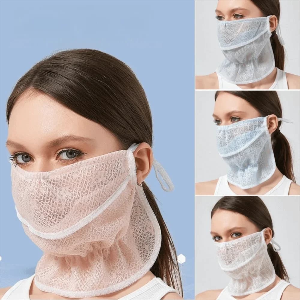Trend Neck Protection Lace Face Cover Breathable Dustproof Sunscreen Mask Mask Outdoor Riding