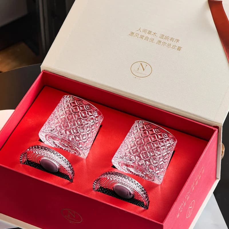 Set Regalo di Bicchieri Rotanti in Vetro, Bicchieri di Lusso per Coppie, Bicchieri da Liquore, Regalo di Nozze
