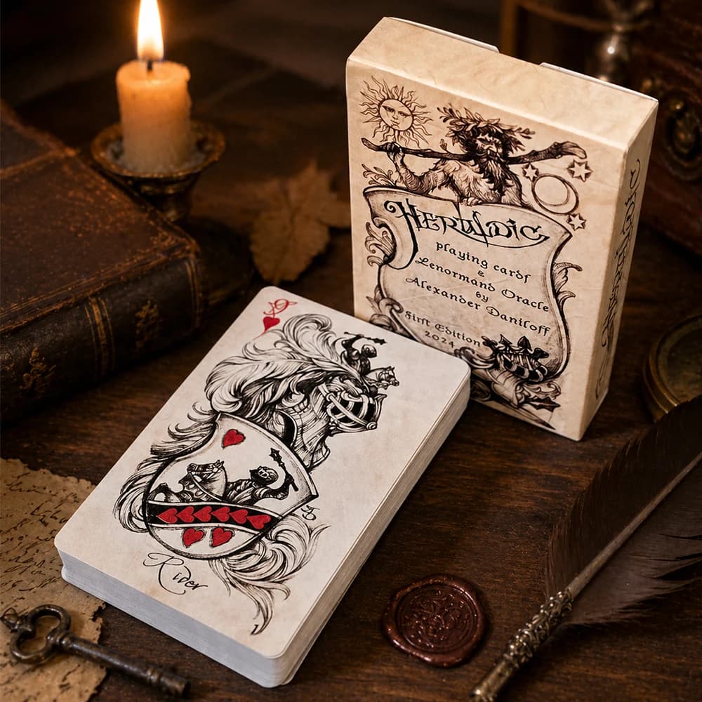 Carte da Gioco Eroiche - 38 Carte Oracolo Lenormand Disegnate a Mano per Divinazione e Collezionisti - Cartoncino a Doppio Rilievo 9*6cm