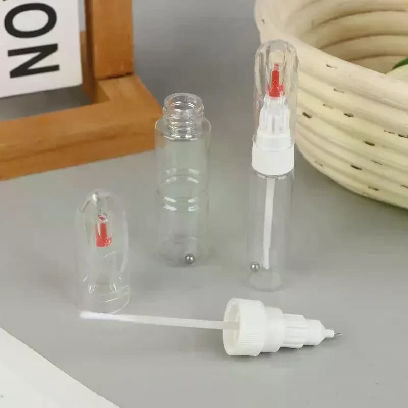 1/5 Pieces Pen 2 in 1 with Brush and Needle, Empty Flacon for Smalt, Pen for Retouching, Paint Repair Pen, Point Pen + Drawing Pen