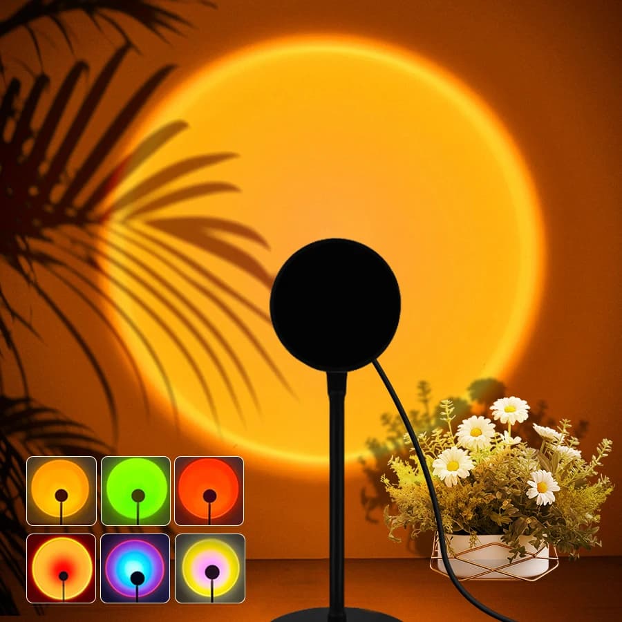 Lampada da tramonto USB Proiettore da tramonto Luce d'atmosfera Soggiorno Camera da letto Luce notturna Decorazioni per interni Bar Atmosfera Sfondo fotografico