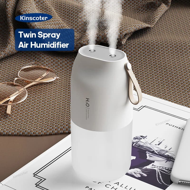 KINSCOTER double mist portable air humidifier 300ml cold fog diffuser 2000mAh air purifier for car Mini deodorant for USB environments