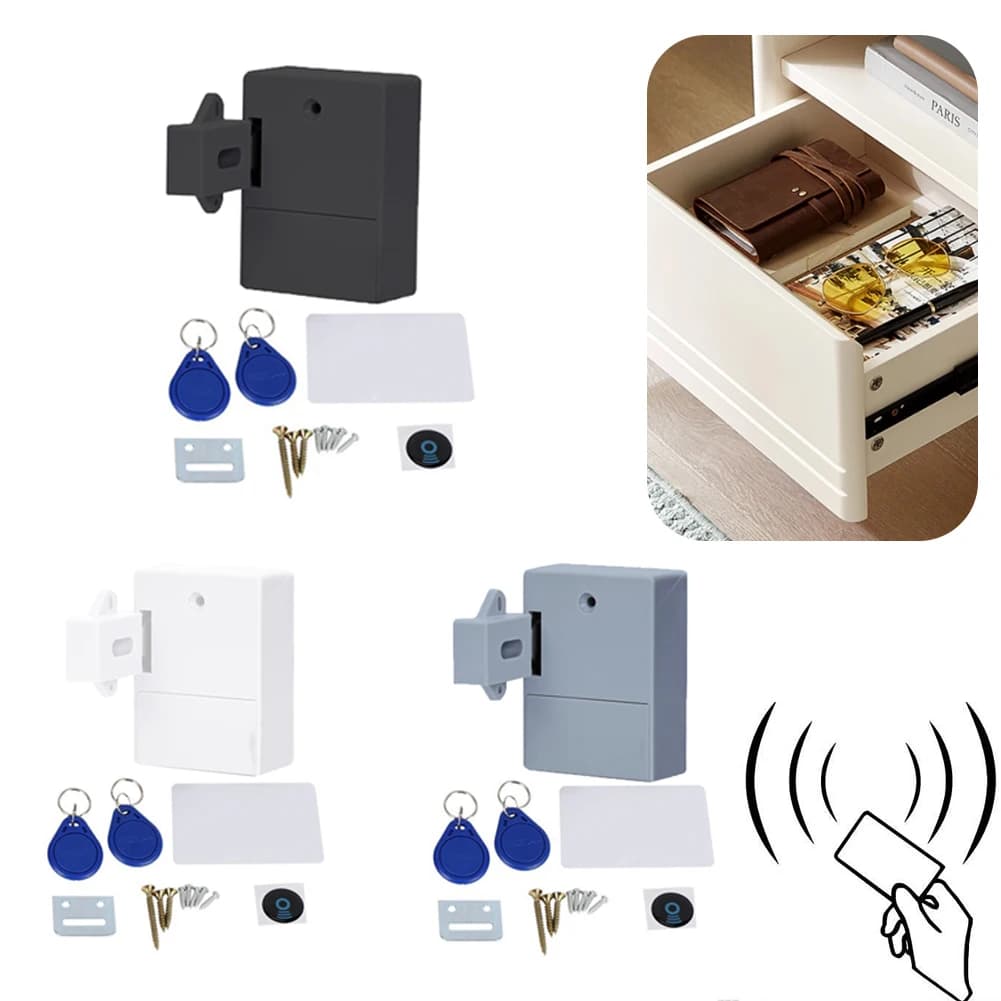 Serratura elettronica per armadietto RFID Serratura elettronica con serratura RFID a 2 chiavi Sensore intelligente Serratura RFID nascosta fai-da-te per armadi Serratura fai-da-te nascosta
