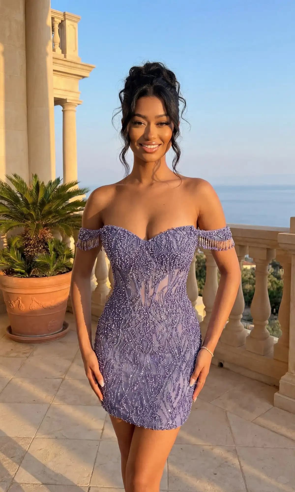 Purple Mini Prom Dress Off Shoulder Beaded Corset Homecoming Dress Sexy Short Bodycon Birthday Party Dress for Girl Customized