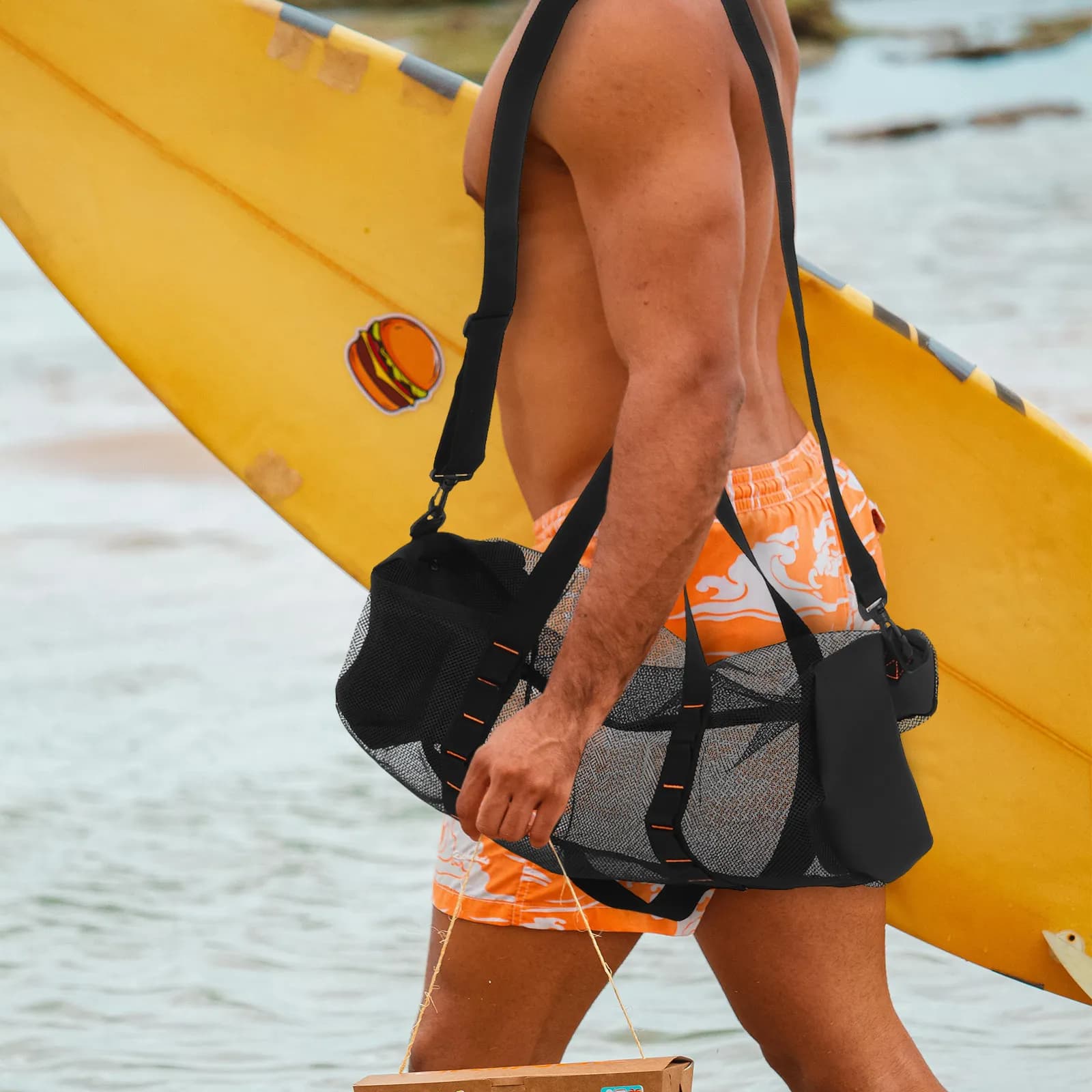 Breathable Mesh Beach Bag Cylinder Large Quick-Dry Swim Storage Net for Diving Swimming Outdoor Travel Beach Bag Mesh