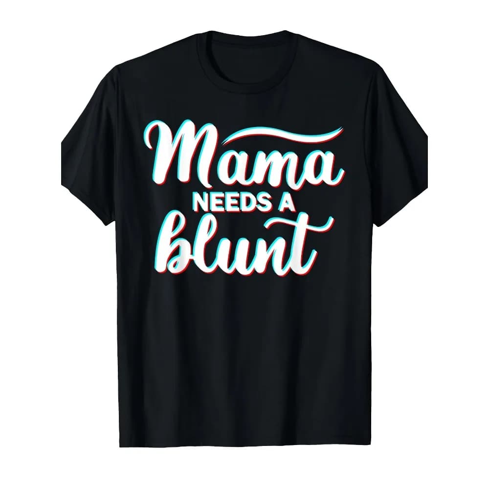's & 's "Mama Needs A Blunt" Cannamom Stoner Mom T-Shirt - 180gsm Heavy Cotton Retro Leaf & Joint Design, Moisture-Wicking Casual Weed-Themed Tee for Mother's Day Gifts, Culture Apparel
