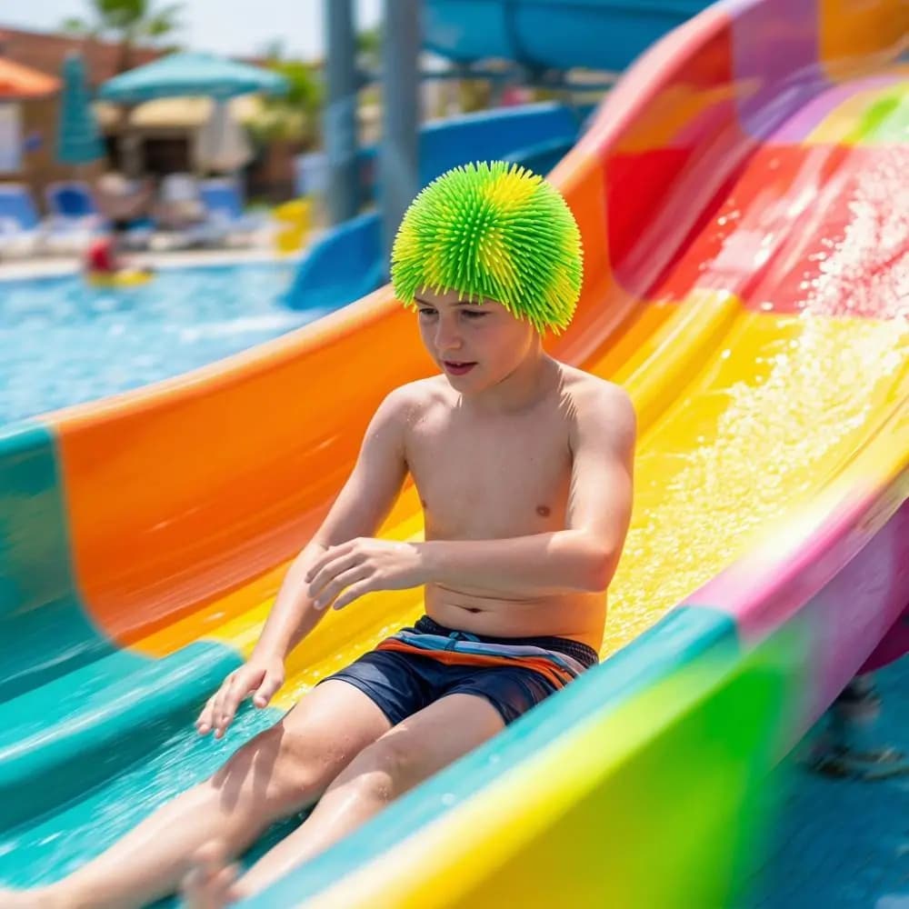Long Hair Design Funny Swimming Cap High Elastic Keep Hair Dry Sea Urchin Hat Comfortable Fit Sea Urchin Shape
