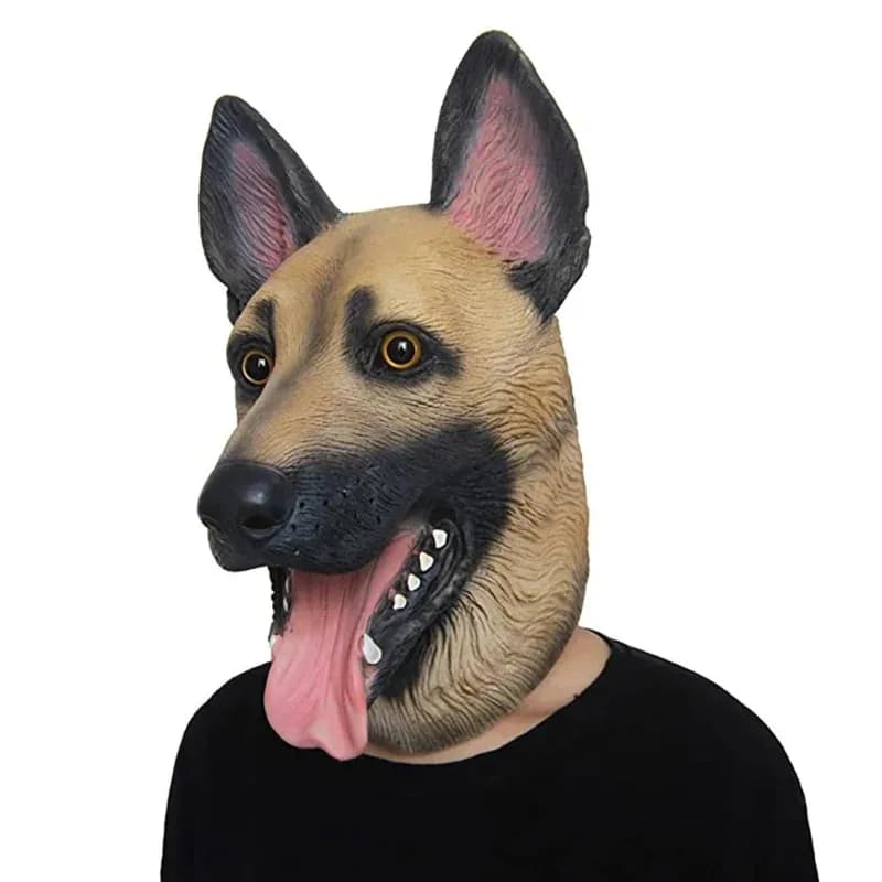 Animal German Shepherd Latex Dog HeadFull Face Adult Mask Fancy Dress Cosplay Costume Prop Halloween Carnival Masqueradec;3.k'6;