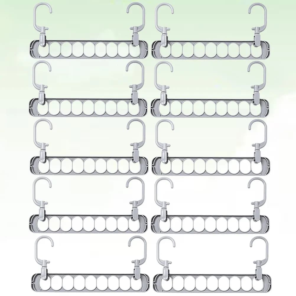 10Pcs Heavy Duty PP Clothes Hanger Organizer 9 Slot Compact Closet Organizer for Home Wardrobe Space Saving Clothes Storage