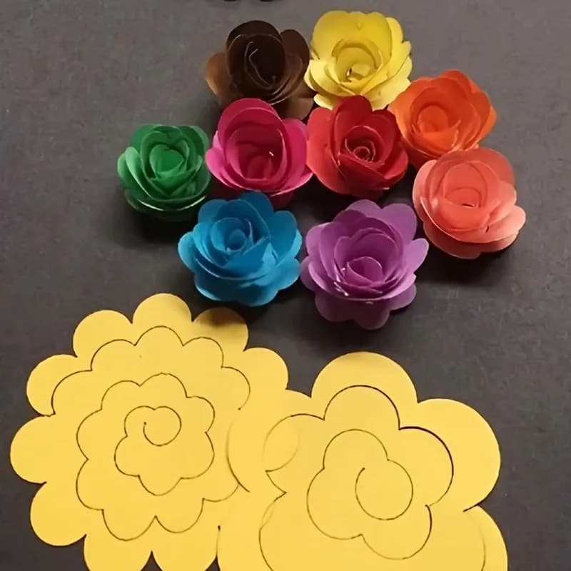 80 pieces of random color rose roll flower paper, mixed color origami process materials, you can diy by yourself.